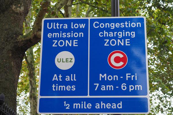 Warnings for ULEZ and London Congestion Charge zones